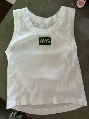 Daily Drills White Ribbed Tank Top